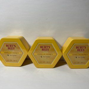 Burt's Bees Vanilla Honey Tin 2 Wick Soy Candle 3.5 ounces 3 Pack DISCONTINUED